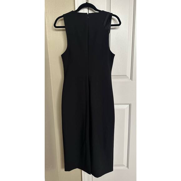 NWT Cinq a Sept Adelise Dress 2 Black Satin Cocktail Holiday Sheath Midi 10 - Picture 8 of 8
